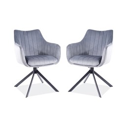 Zestaw 2x Krzesło AZALIA Velvet Czarny/Szary Bluvel 14