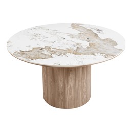 Stół Okrągły ATHENS fi140 Biały/Brązowy