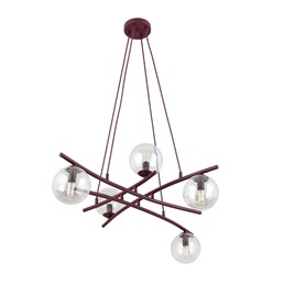 Lampa Wisząca ESSA 5 Burgundowy/Transparentny