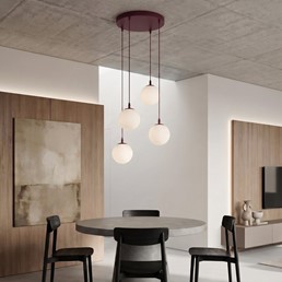 Lampa Wisząca COSMO 4PREM Burgundowy/Opal