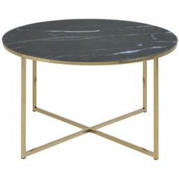 Stolik Kawowy ALISMA Okrągły Gold/Black Marble
