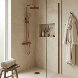 Zestaw Natryskowy z Termostatem LUNGO Miedź Szczotkowana