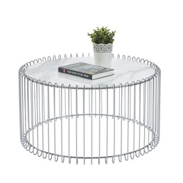 Ława L13-FX (Ch) fi80 Biały Marmur/Chrom