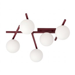 Lampa Sufitowa SMART 5 Burgundowy/Opal