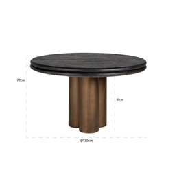 Stół MACARON fi130 Naturalny/Złoty