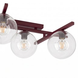 Lampa Sufitowa SMART 5 Burgundowy/Transparentny