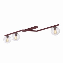 Lampa Sufitowa NATON 3 Burgundowy/Transparentny
