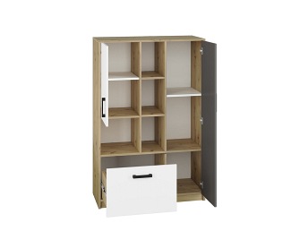 Regał FINI 05 Biały/Szary/Dąb