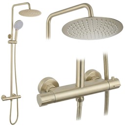 Zestaw Natryskowy z Termostatem LUNGO Złoty Szczotkowany