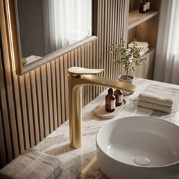 Bateria Umywalkowa Wysoka VISION Złoty Szczotkowany