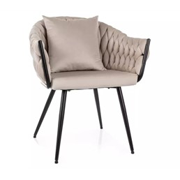 Krzesło NUVO Velvet Jasny Beżowy/Czarny Mat