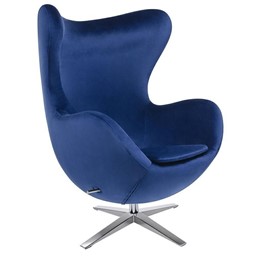 Fotel EGG Szeroki Velvet Ciemny Niebieski
