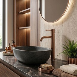 Bateria Umywalkowa Wysoka LUNGO DIAMOND Miedź Szczotkowany