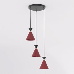 Lampa Wisząca KLEVER 3PREM Burgundowy/Czarny