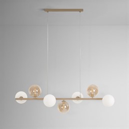 Lampa Wisząca LEMO K-5847 Biały/Beż/Bursztynowy