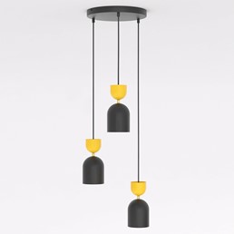 Lampa Wisząca GAUDI 3PREM Czarny/Pomarańczowy