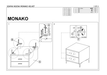 Szafka Nocna MONAKO Velvet Złoty/Antyczny Róż