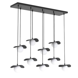 Lampa Wisząca FLORA 9 Czarny/Opal