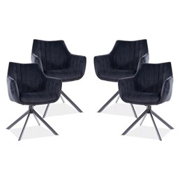 Zestaw 4x Krzesło AZALIA Velvet Czarny/Czarny Bluvel 19