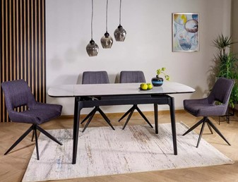 Stół Rozkładany SENTO (120-180)x80 Biały Połysk/Czarny Mat