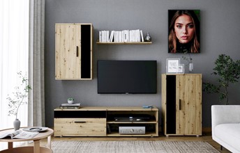 Zestaw Mebli BENSON Dąb Artisan/Czarny