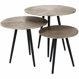 Zestaw Stolików VITTORIO fi48/40/32 Czarny/Złoty