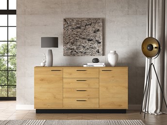 Komoda MODESTO 04 Dąb Stylowy/Czarny 4S2D