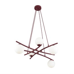 Lampa Wisząca ESSA 5 Burgundowy/Opal