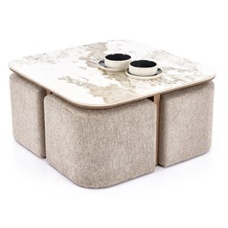 Ława ARAKIS Beżowy Marmur/Orzechowy