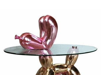 Stolik USHA 67x49cm Złoty/Różowy