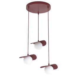 Lampa Wisząca FLORA 3PREM Burgundowy/Opal