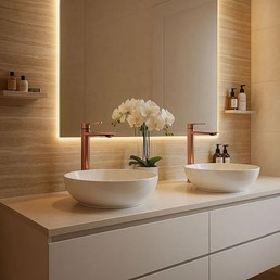 Bateria Umywalkowa Wysoka STORM Miedź Szczotkowany