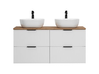Zestaw ADW B UN 6252 120cm (2x Szafka + Blat + 2x Umywalka) Biały/Dąb
