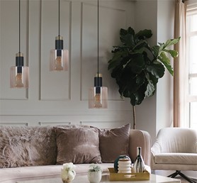 Lampa Wisząca ALTO K-5258 Czarny/Złoty/Bursztynowy