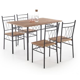 Zestaw FAUST Stół + 4 Krzesła Dąb Naturalny/Czarny