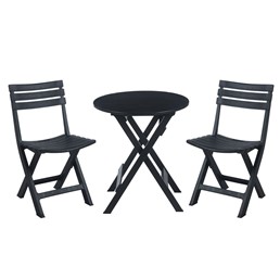 Zestaw Składany ZS1-FX Stół + 2 Krzesła Czarny