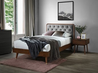 Łóżko CASSIDY 120x200 cm Popielaty/Orzech