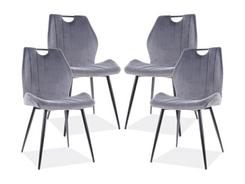 Zestaw 4x Krzesło ARCO Velvet Czarny/Szary Bluvel 14