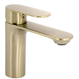 Bateria Umywalkowa Niska DROP Złoty Szczotkowany