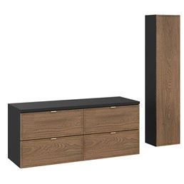 Zestaw Meblowy TALIA 120cm Czarny Mat/Dąb Casella