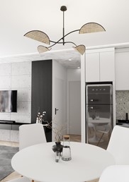 Lampa Sufitowa LOTUS 4 Czarny/Rattan