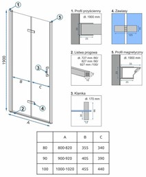 Drzwi Prysznicowe MOLIER 100 Chrom