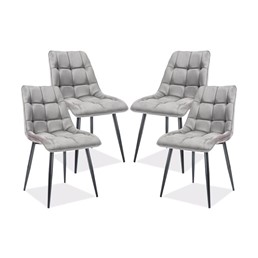 Zestaw 4x Krzesło CHIC Velvet Czarny/Szary Bluvel 14