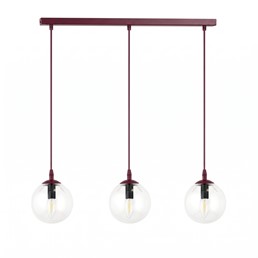 Lampa Wisząca COSMO 3 Burgundowy/Transparentny