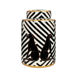 Słoik Dekoracyjny PANTHER 25cm Biały/Czarny/Złoty