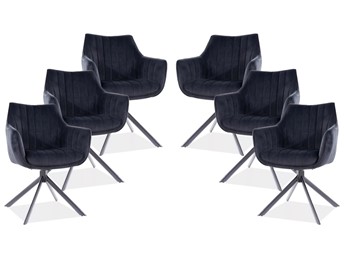 Zestaw 6x Krzesło AZALIA Velvet Czarny/Czarny Bluvel 19