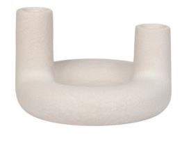 Świecznik Ceramiczny na 2 Świece Beżowy