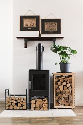 Stojak Na Drewno KAJA HOME KS-24 LIŚĆ S Czarny