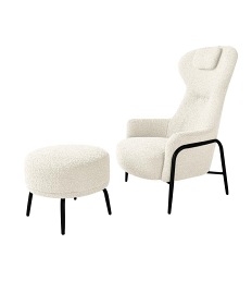 Fotel z Podnóżkiem Teddy Grand 91x77x114 Beżowy