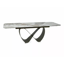 Stół Rozkładany INFINITY Ceramic (240-160)x95cm Biały Połysk/Miedziany